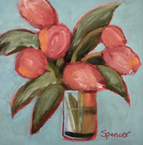 "Cute Tulips" 8" x 8" on birch panel