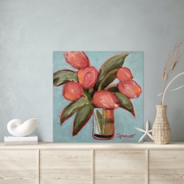 "Cute Tulips" 8" x 8" on birch panel - Image 8